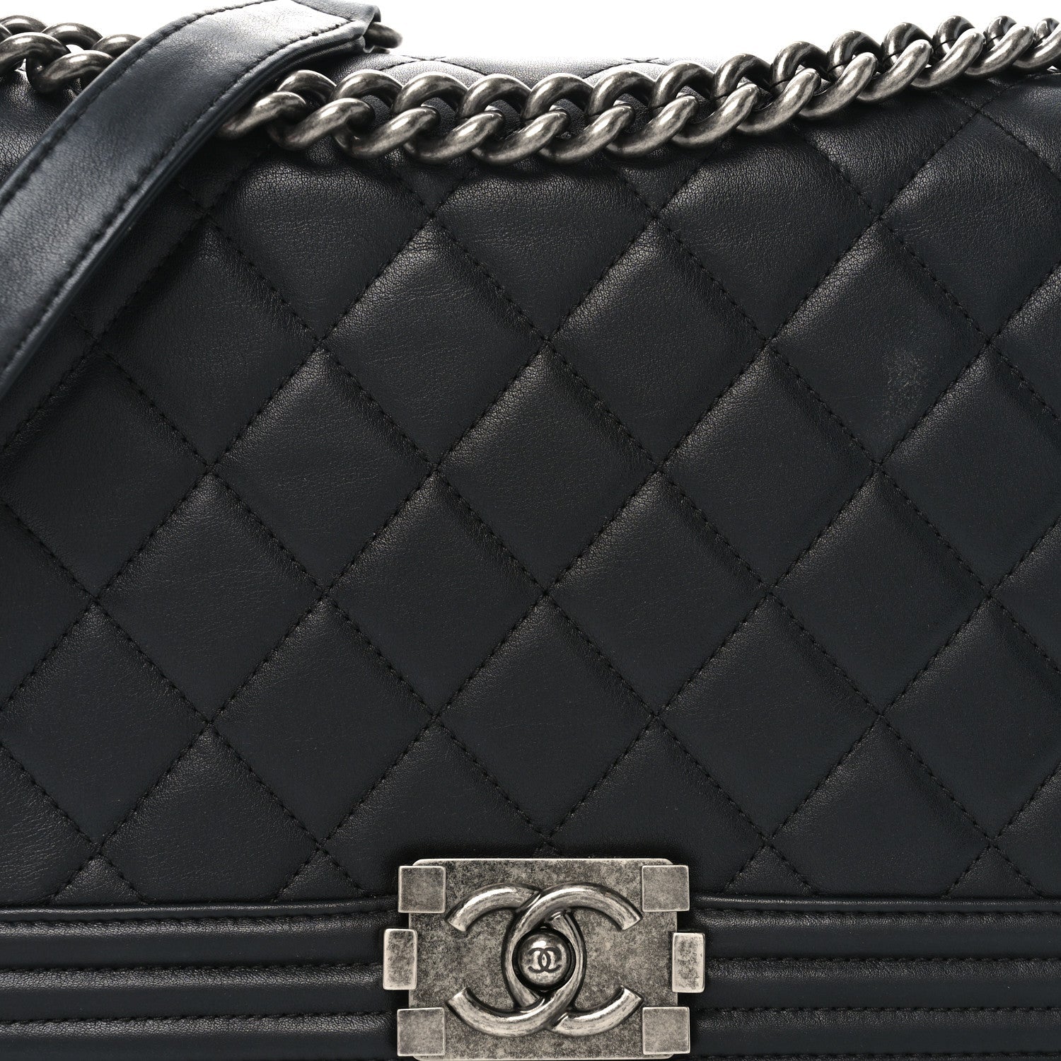 Lambskin Quilted New Medium Boy Flap Black
