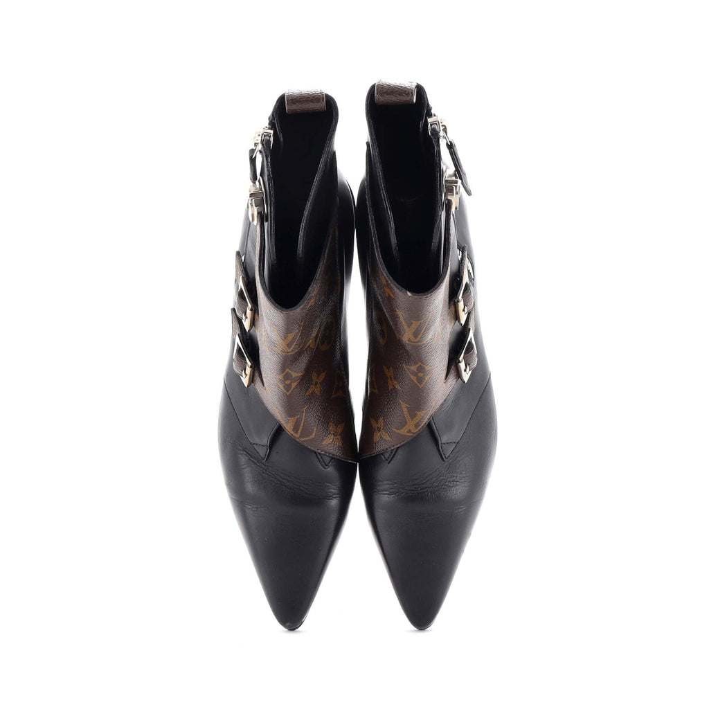 Women's Jumble Flat Ankle Boots Leather and Monogram Canvas