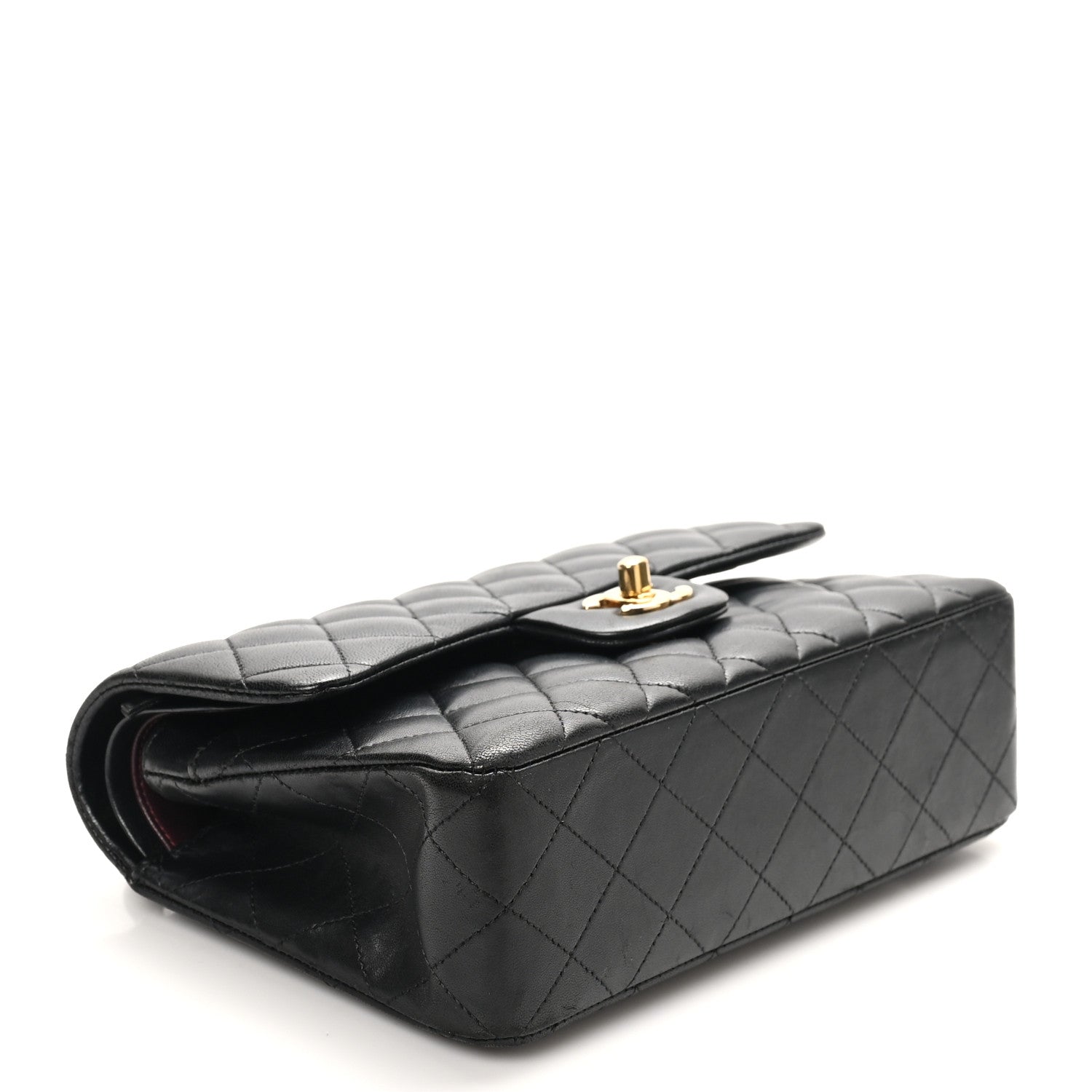 Lambskin Quilted Small Double Flap Black