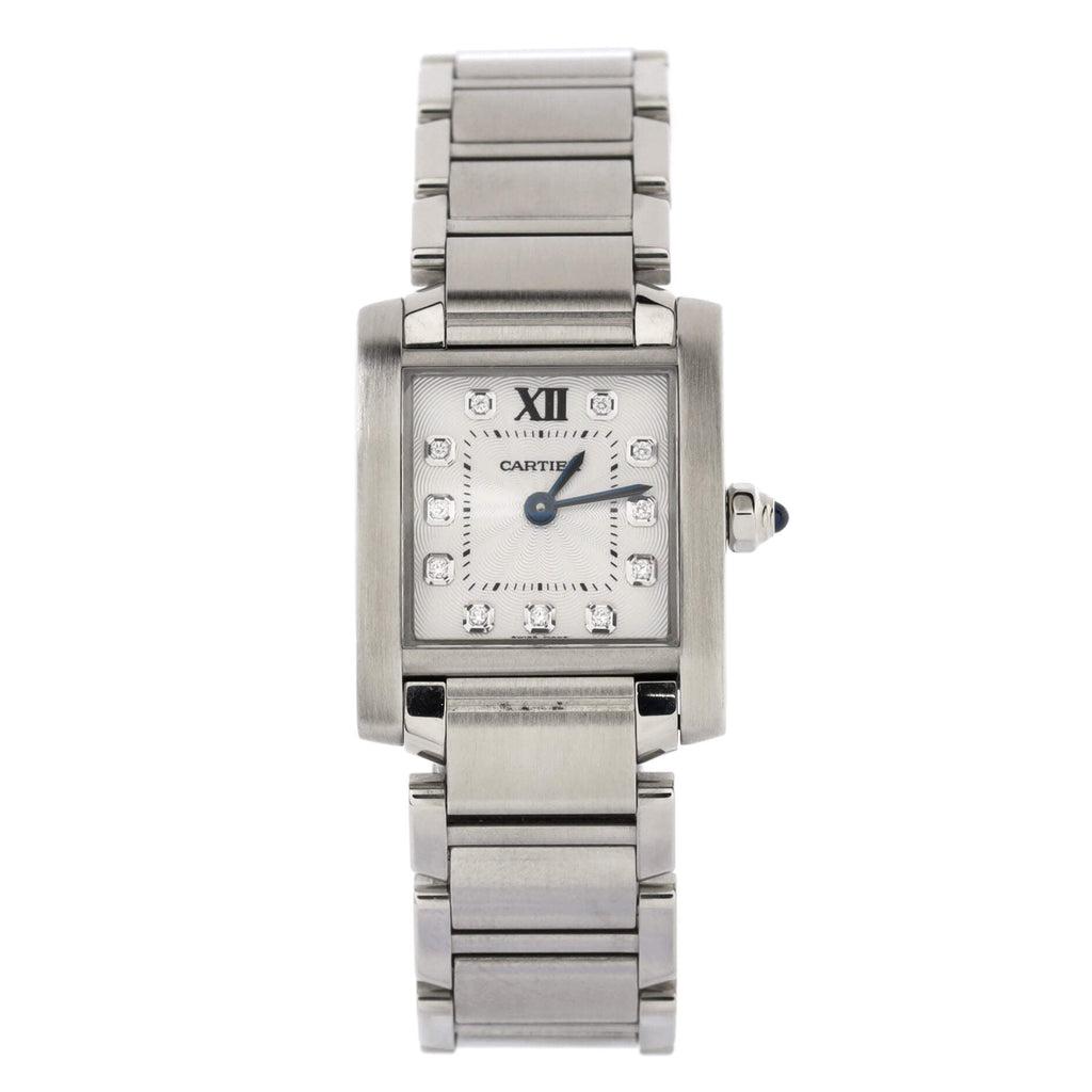 Tank Francaise Quartz Watch Stainless Steel with Diamond Markers 25