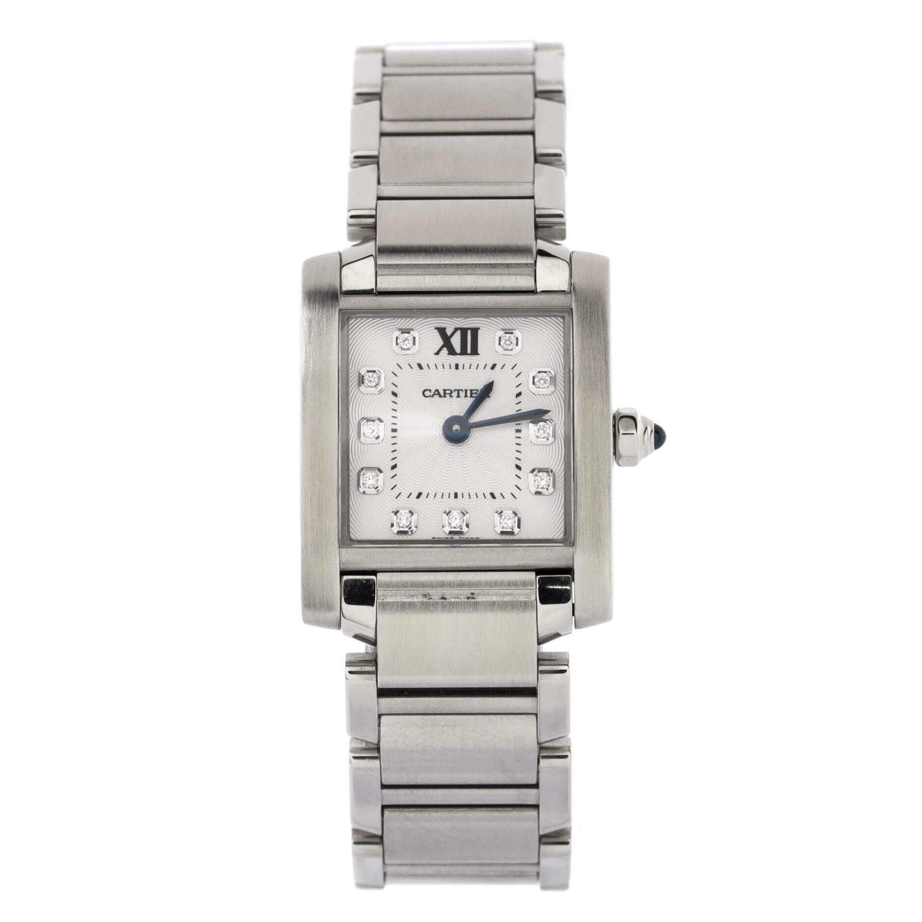 Tank Francaise Quartz Watch Stainless Steel with Diamond Markers 25