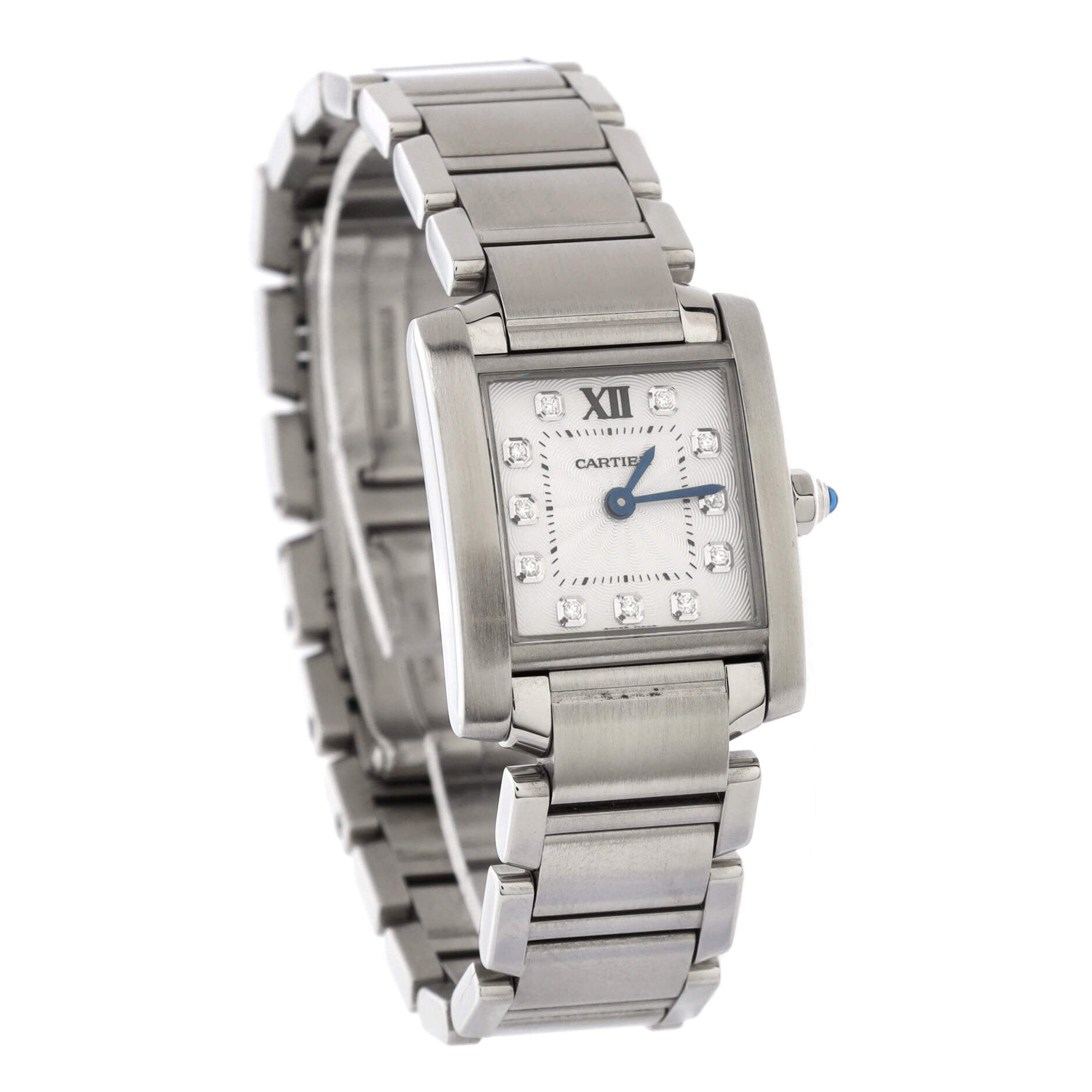 Tank Francaise Quartz Watch Stainless Steel with Diamond Markers 25