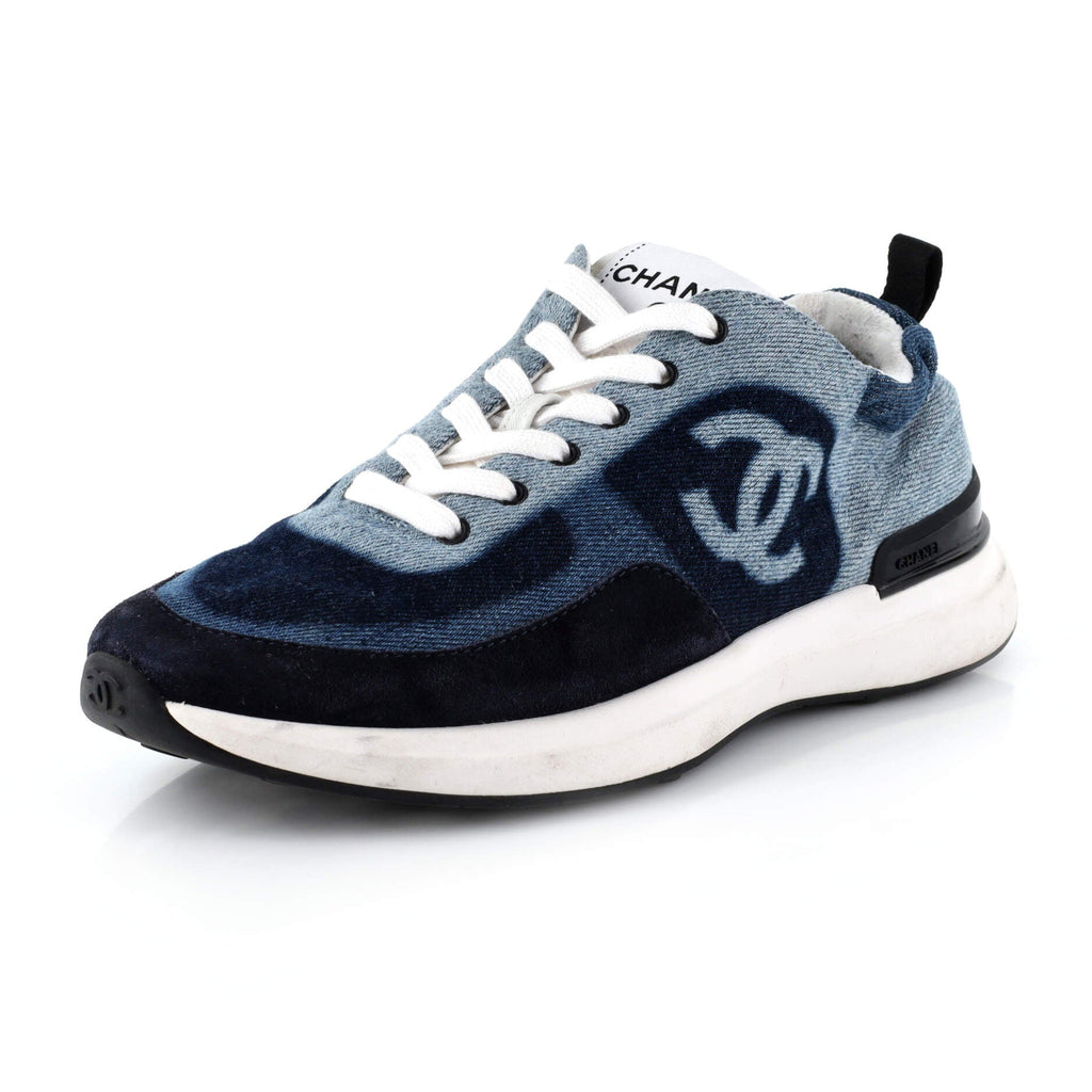 Women's CC Low-Top Sneakers Printed Denim and Suede