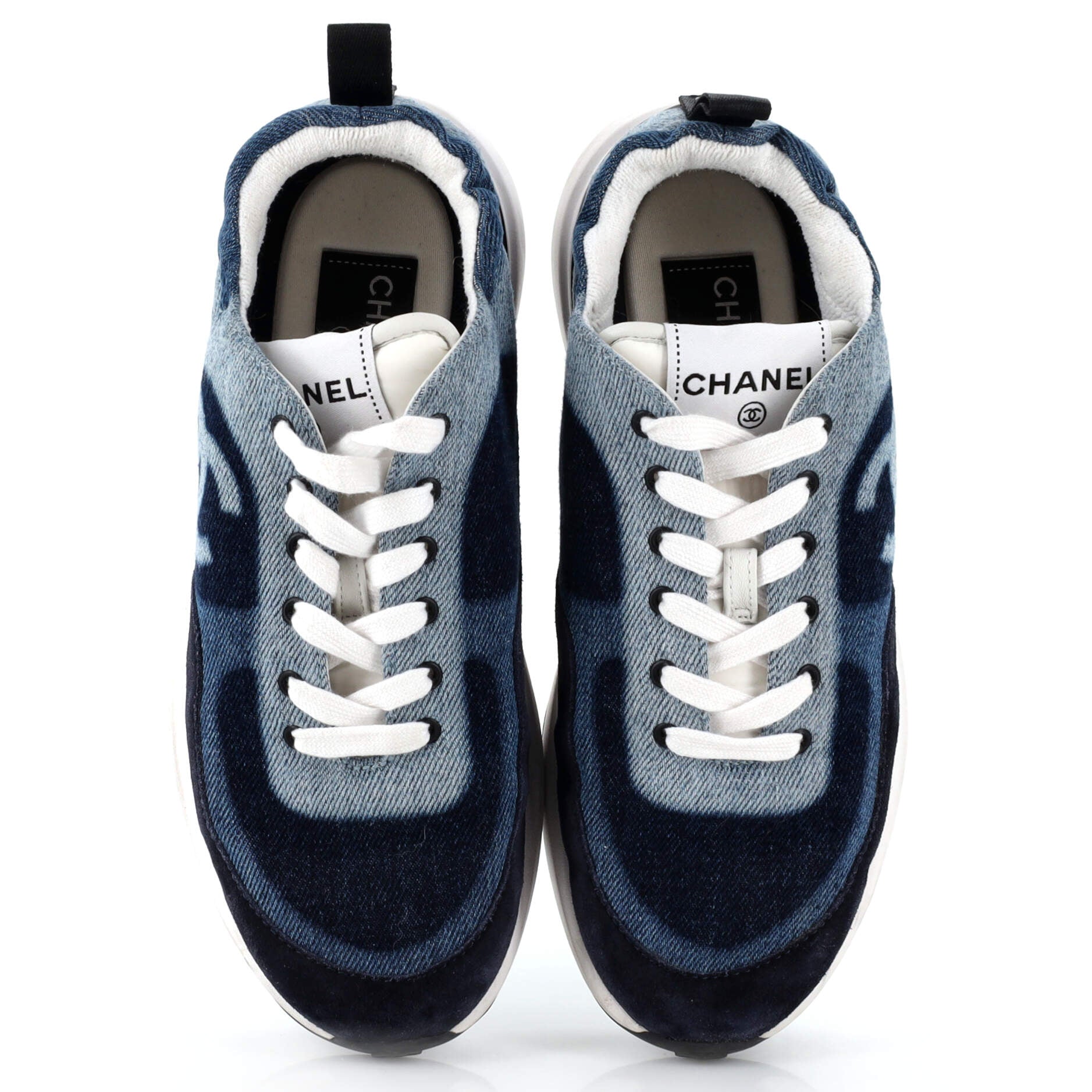 Women's CC Low-Top Sneakers Printed Denim and Suede
