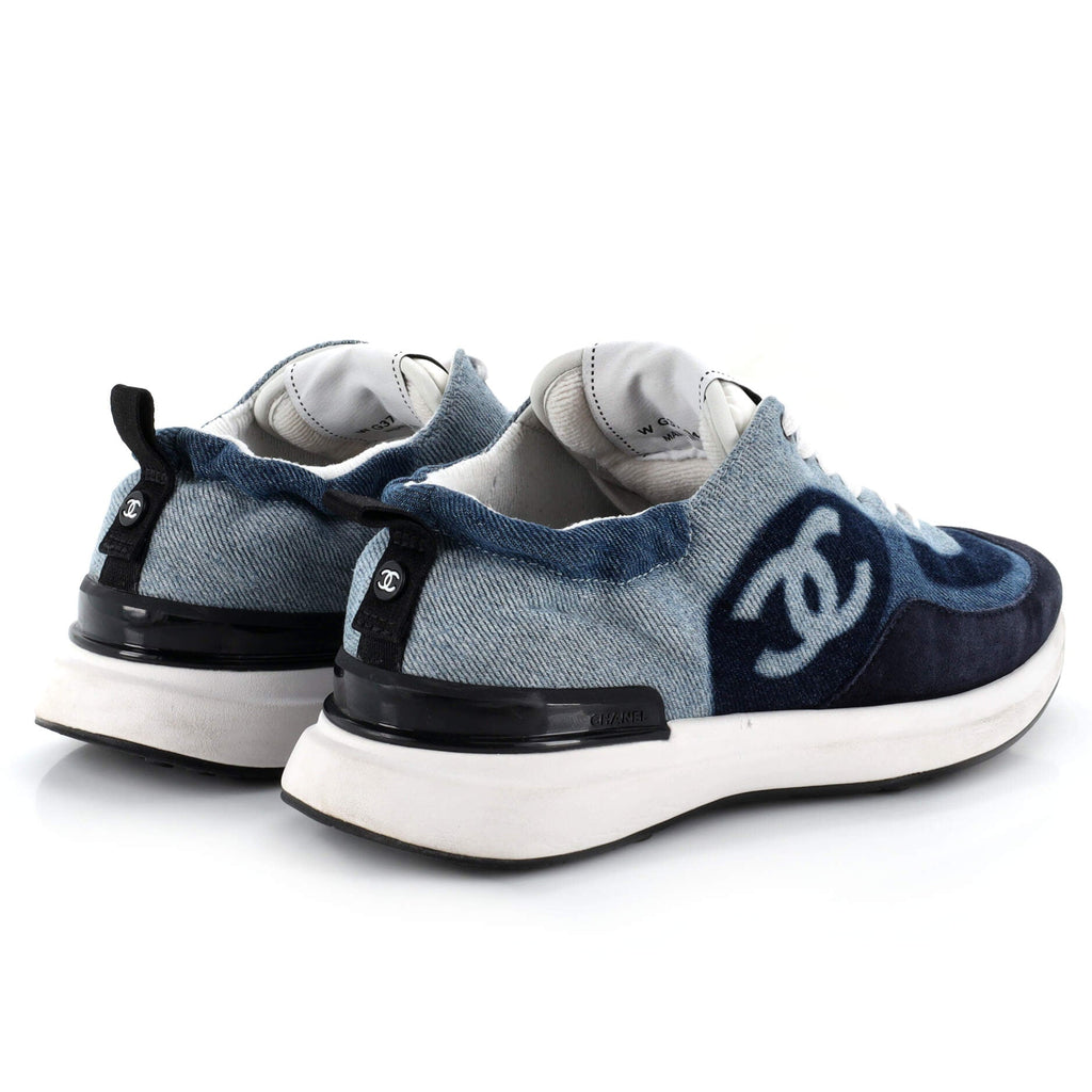 Women's CC Low-Top Sneakers Printed Denim and Suede