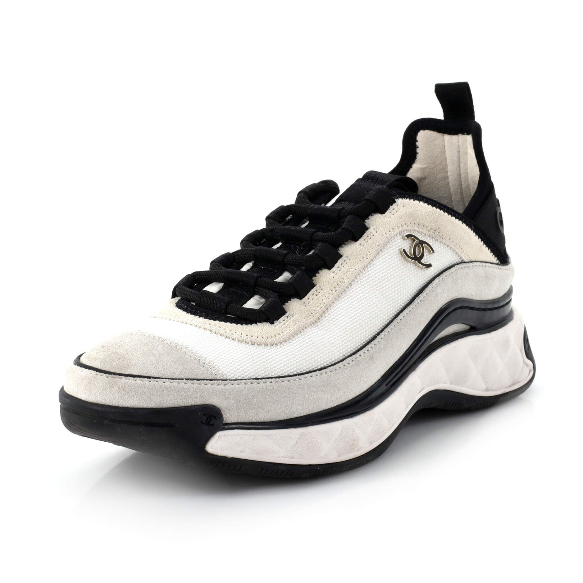 Women's CC Cap Toe Logo Sneakers Suede and Mixed Fibers
