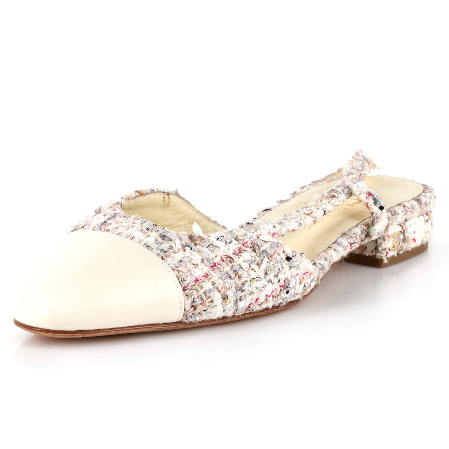 Women's Cap Toe CC Slingback Flats Tweed with Leather