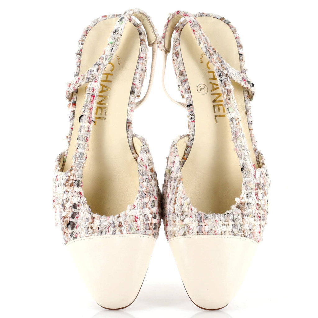 Women's Cap Toe CC Slingback Flats Tweed with Leather