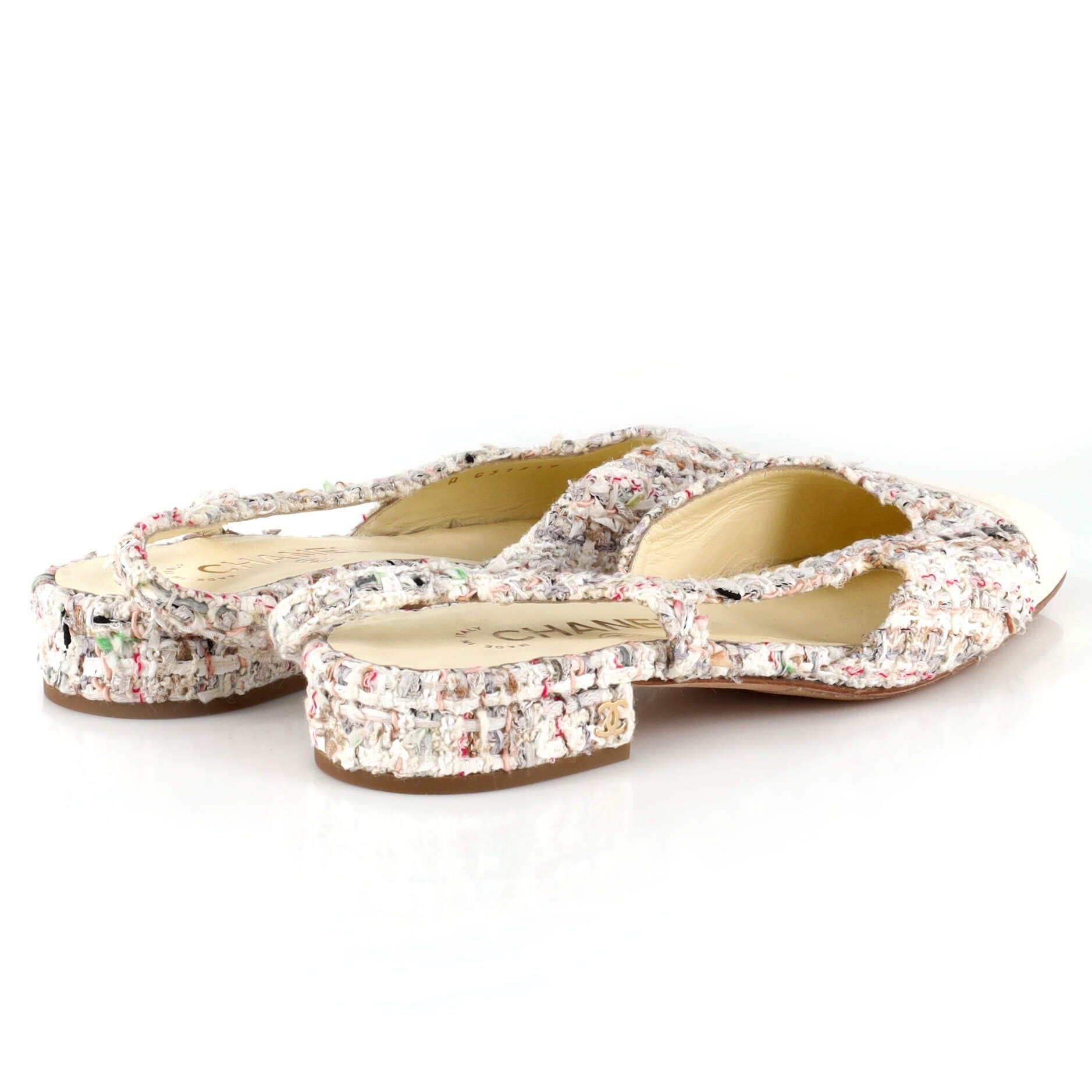 Women's Cap Toe CC Slingback Flats Tweed with Leather