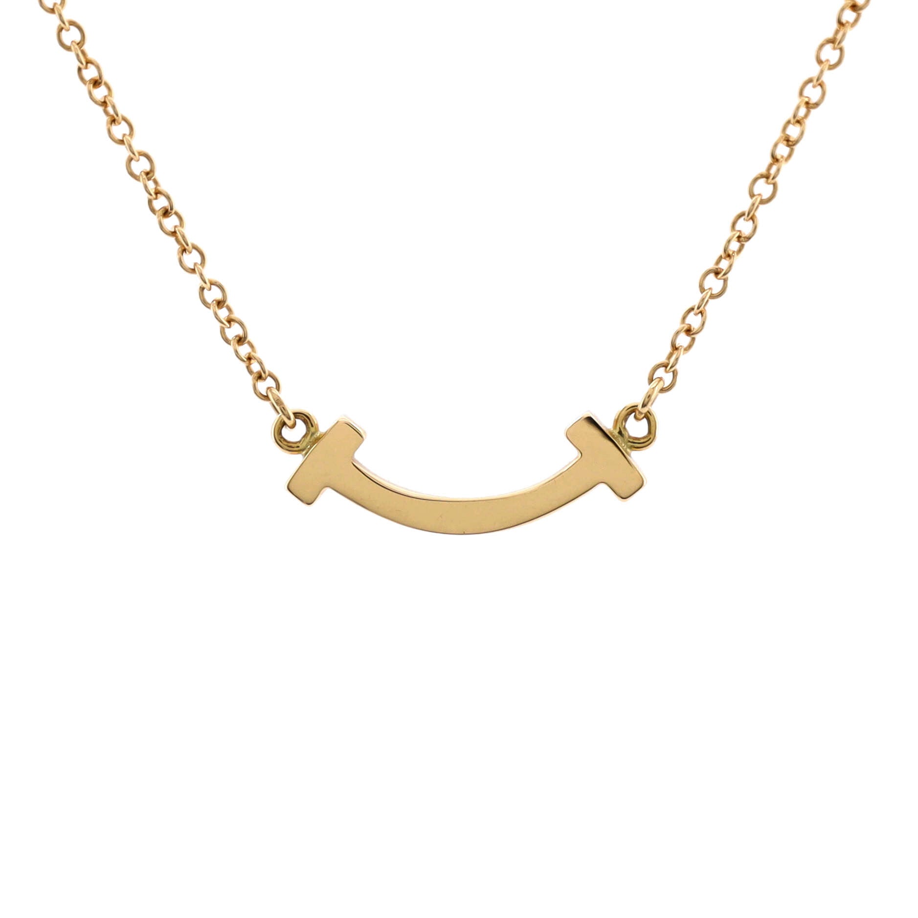 T Smile Pendant Necklace 18K Yellow Gold Mini