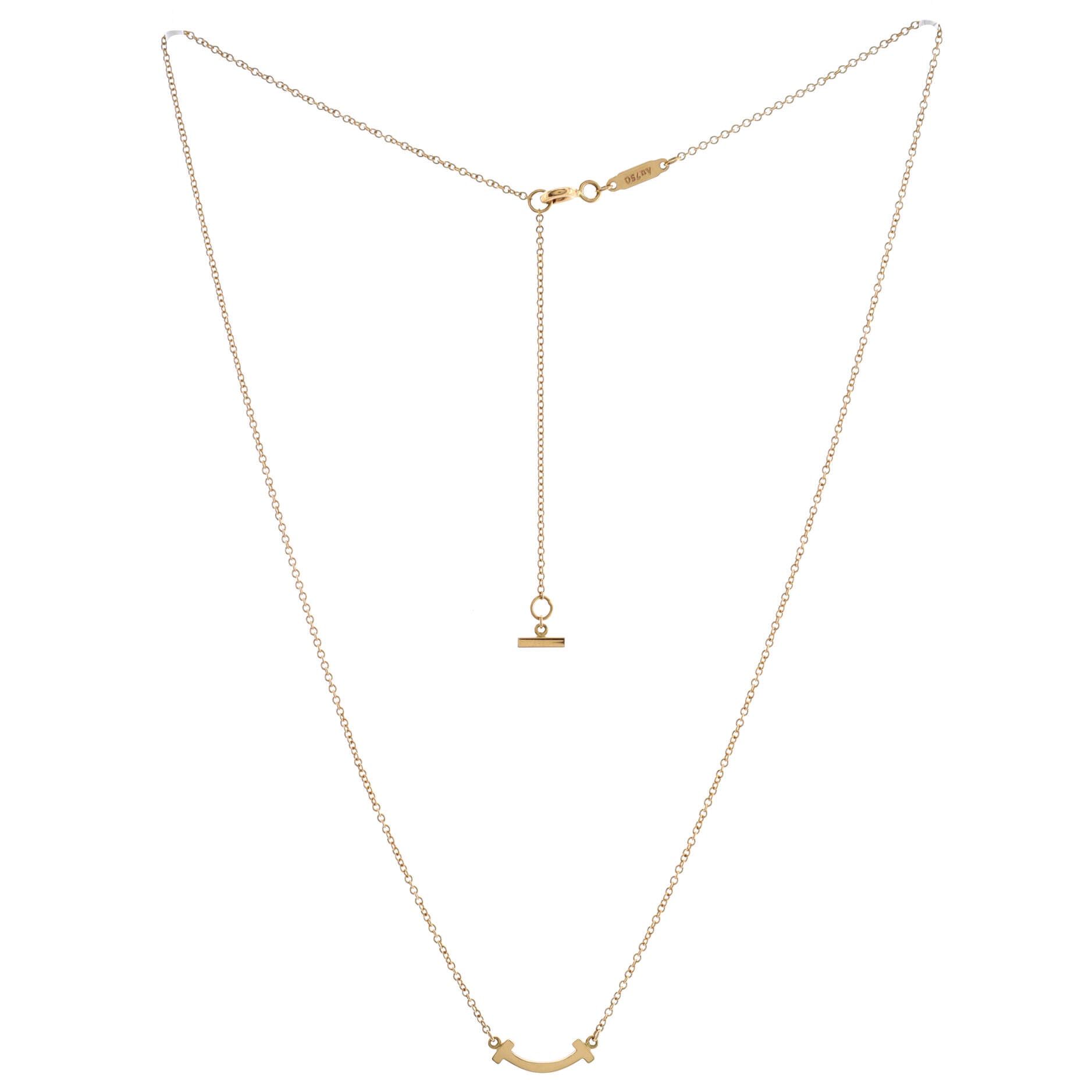 T Smile Pendant Necklace 18K Yellow Gold Mini