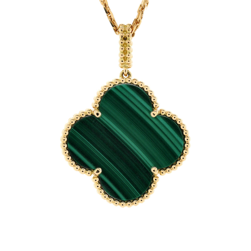 Magic Alhambra Pendant Necklace 18K Yellow Gold and Malachite