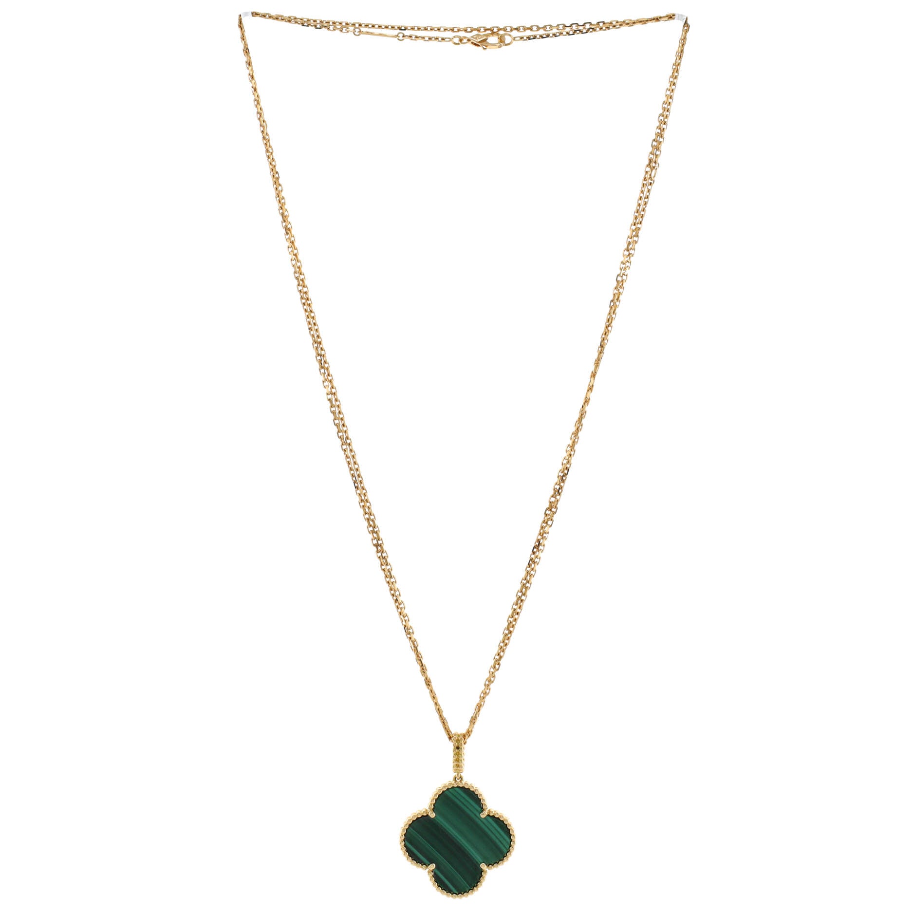 Magic Alhambra Pendant Necklace 18K Yellow Gold and Malachite