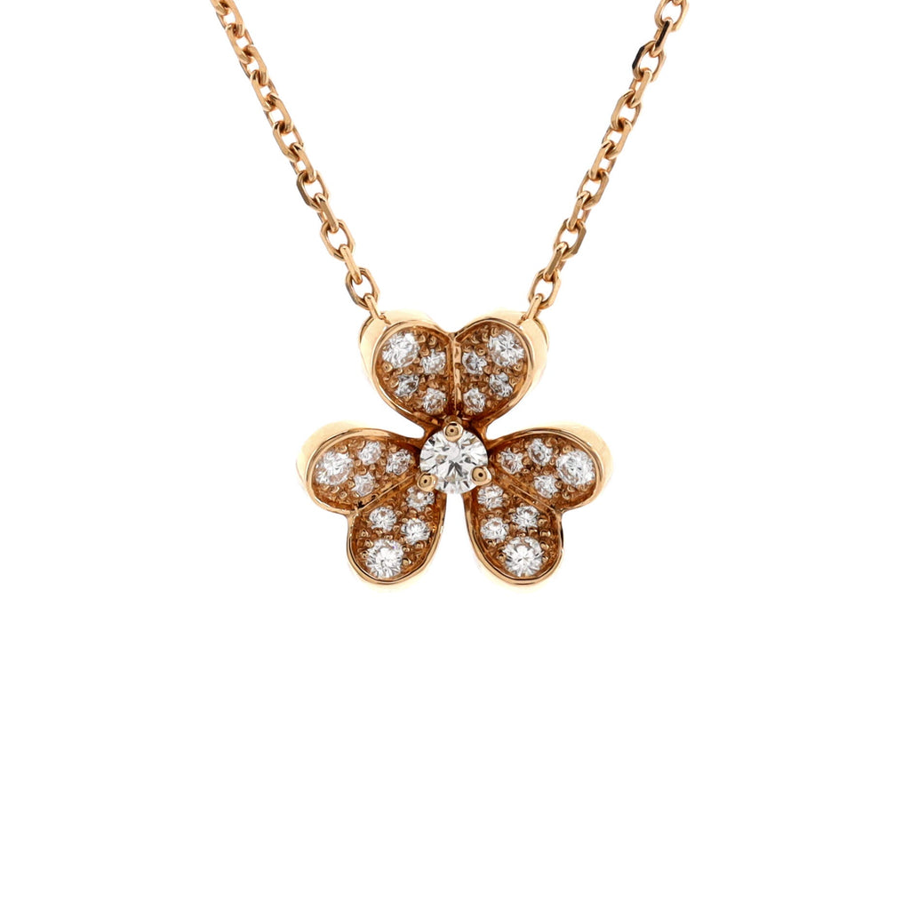 Frivole Pendant Necklace 18K Rose Gold with Pave Diamonds Mini