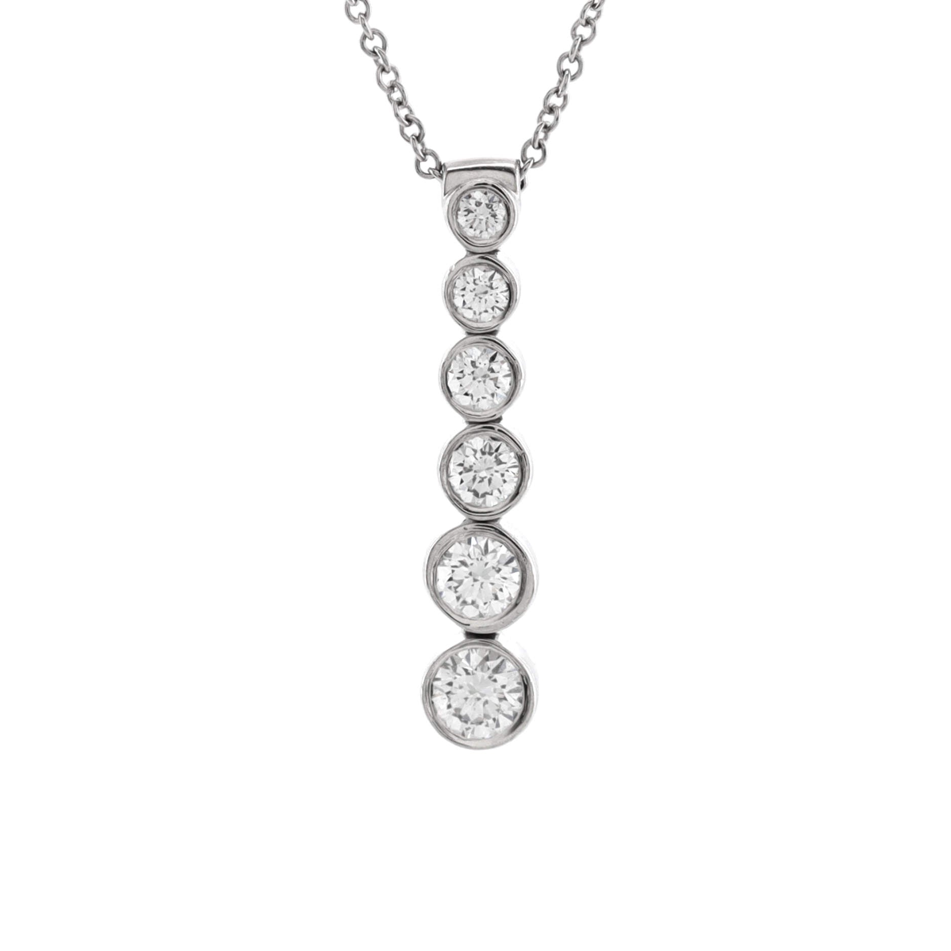 Jazz Graduated Drop Pendant Necklace Platinum and Diamonds