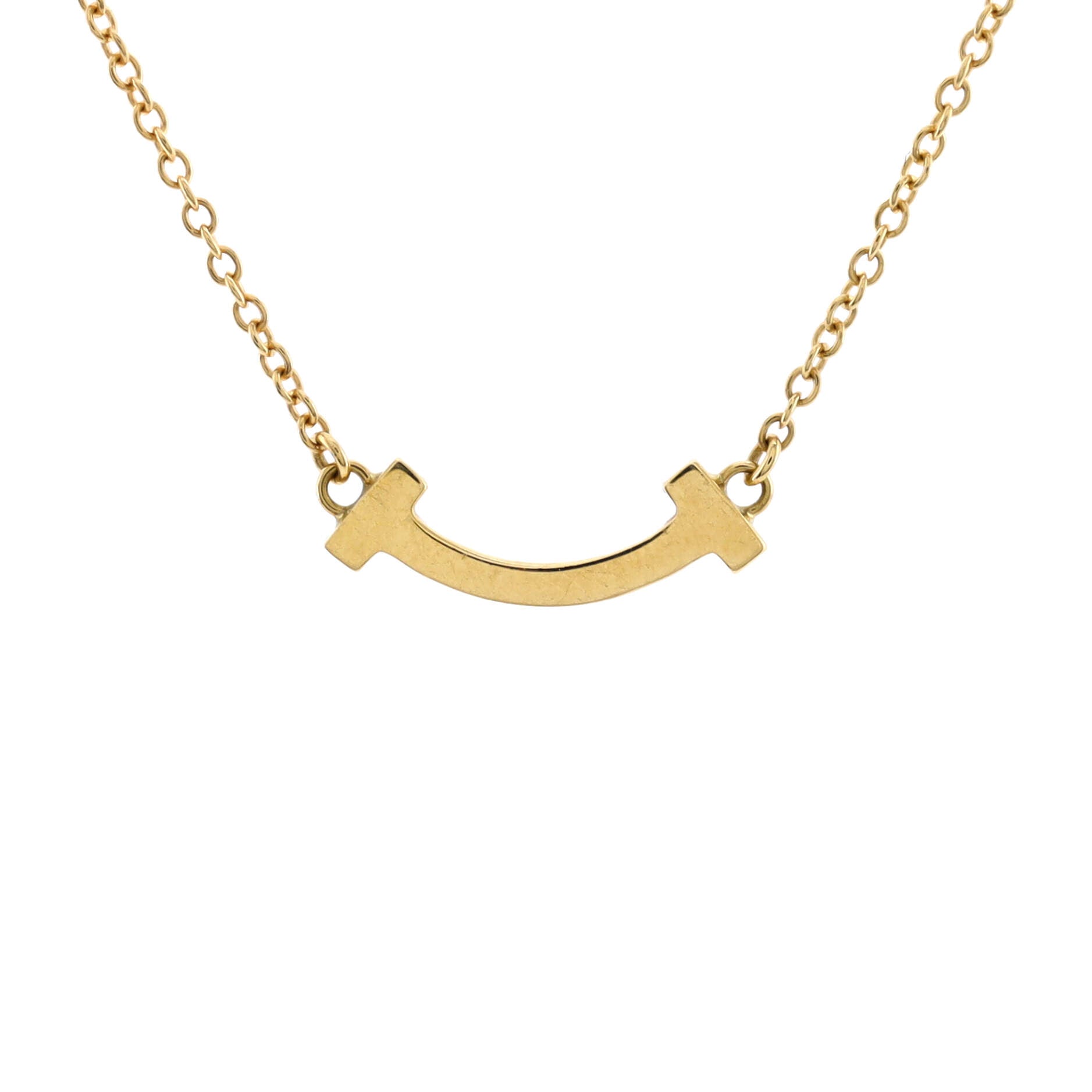 T Smile Pendant Necklace 18K Yellow Gold Mini