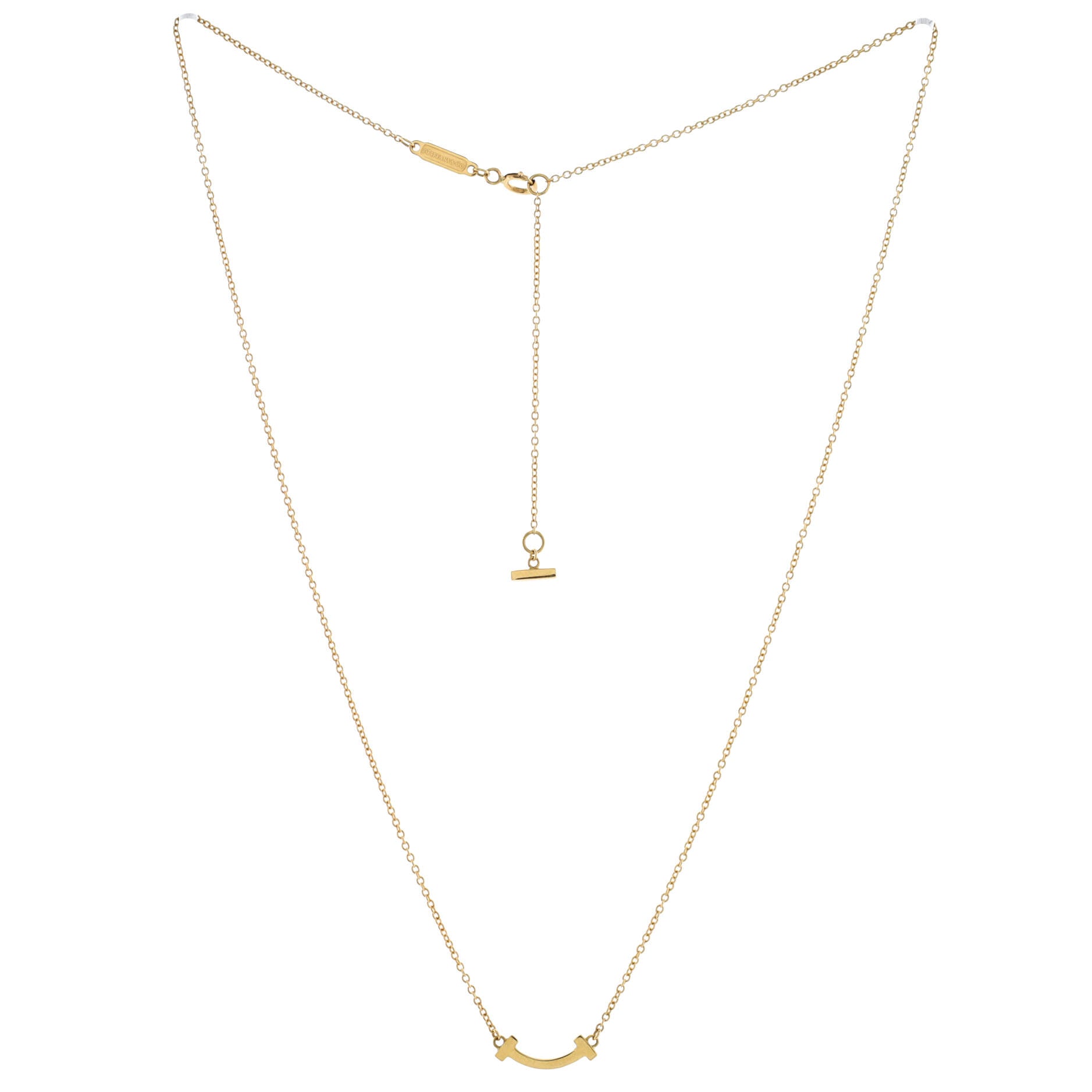 T Smile Pendant Necklace 18K Yellow Gold Mini