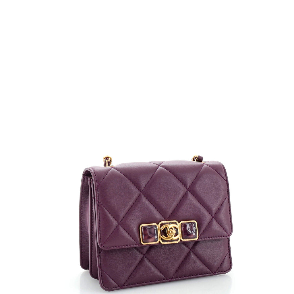 Resin CC Flap Bag Quilted Calfskin Mini