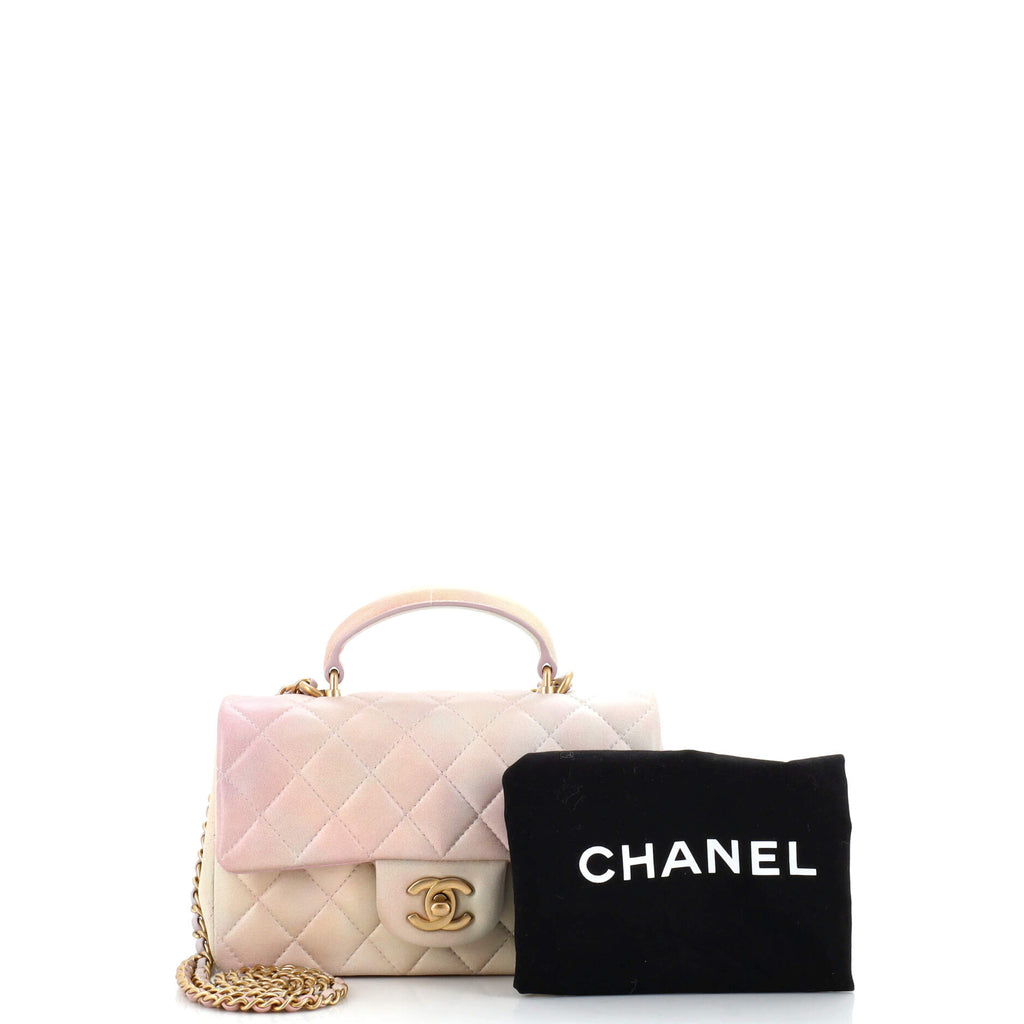Classic Single Flap Top Handle Bag Quilted Ombre Lambskin Mini