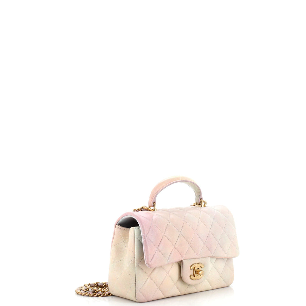 Classic Single Flap Top Handle Bag Quilted Ombre Lambskin Mini