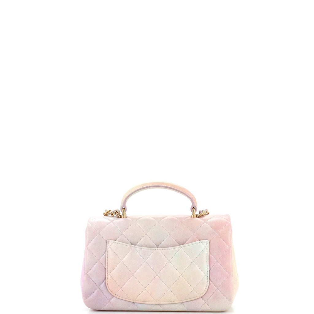 Classic Single Flap Top Handle Bag Quilted Ombre Lambskin Mini