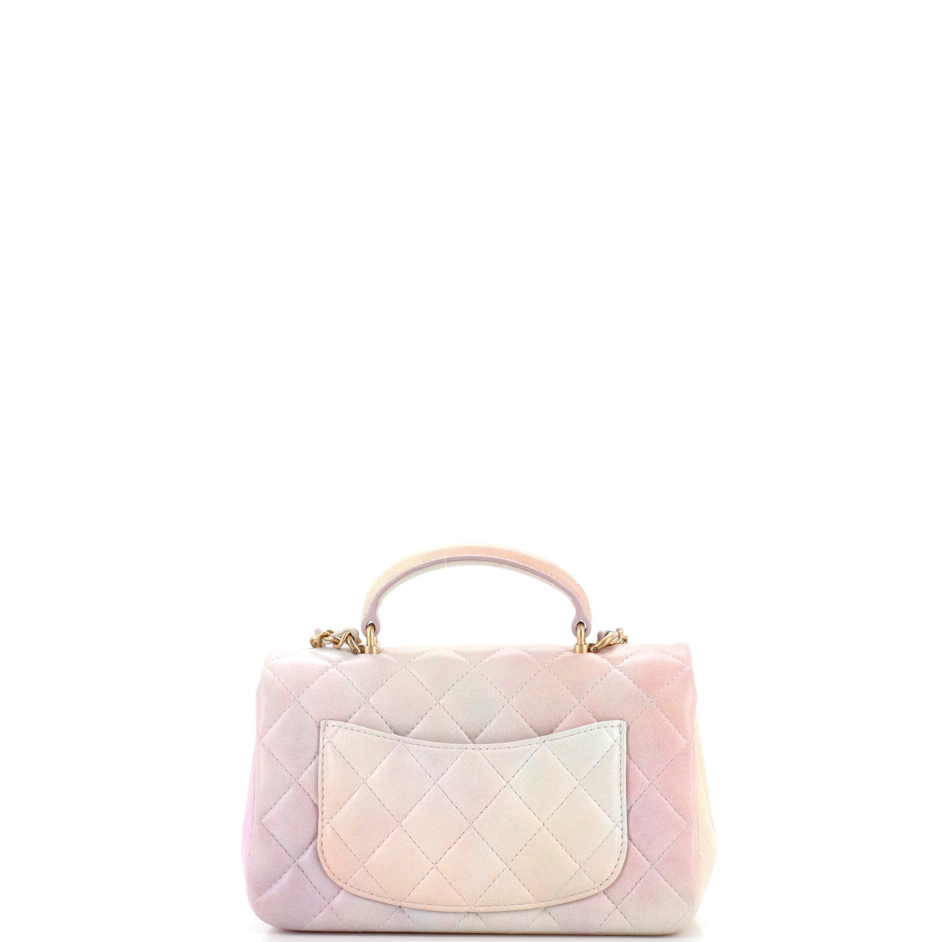 Classic Single Flap Top Handle Bag Quilted Ombre Lambskin Mini
