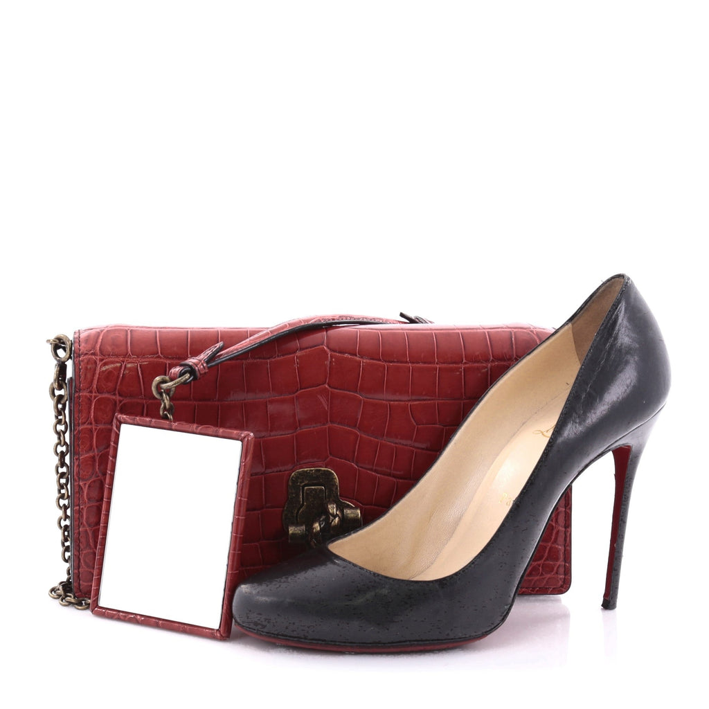 Knot Flap Clutch Crocodile Small