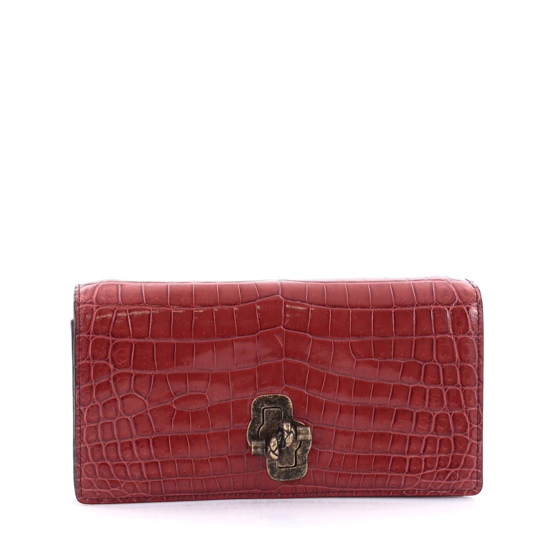 Knot Flap Clutch Crocodile Small