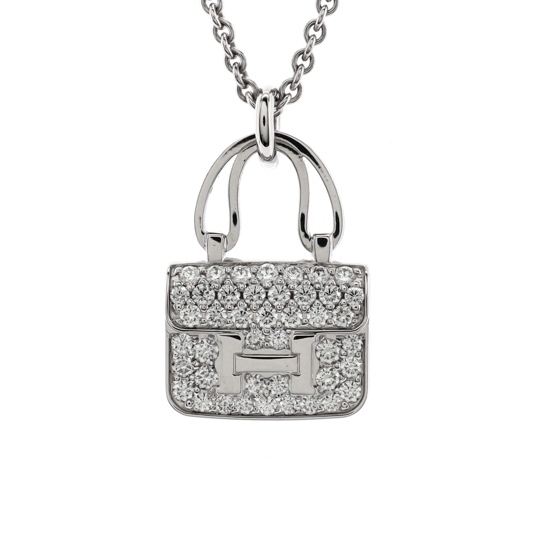 Amulettes Constance Pendant NM Necklace 18K White Gold and Diamonds