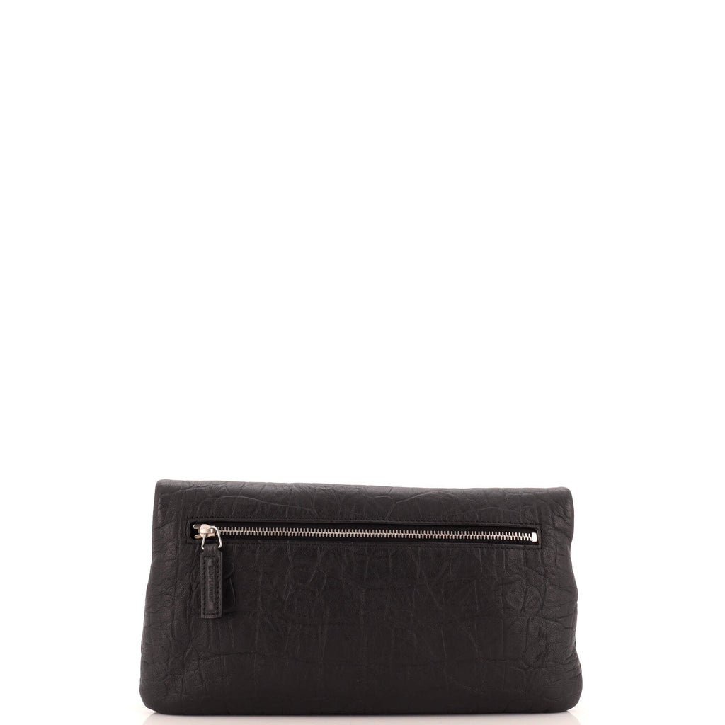 West Hollywood Fold Over Clutch Crocodile Embossed Leather