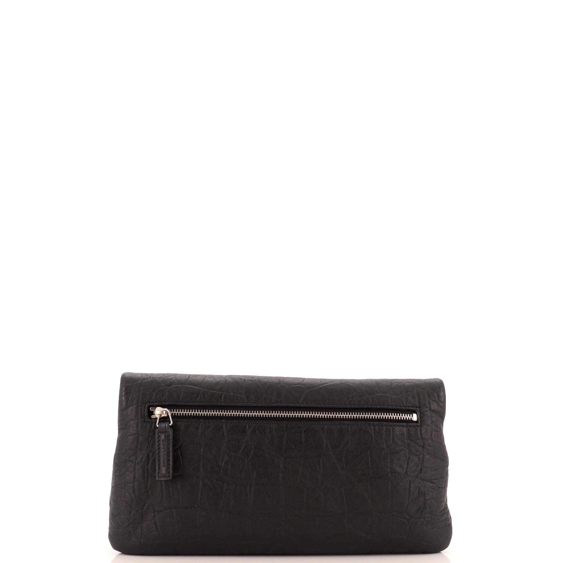 West Hollywood Fold Over Clutch Crocodile Embossed Leather