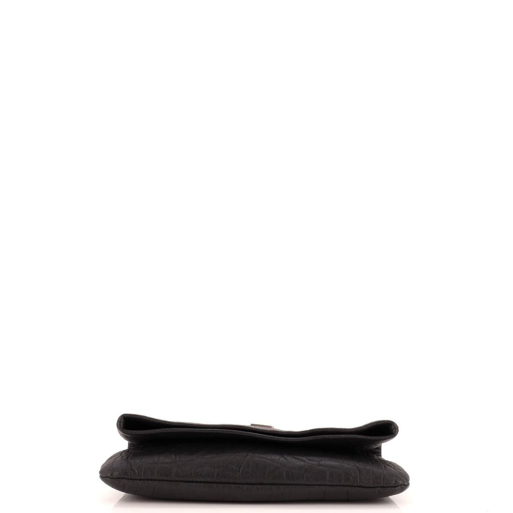 West Hollywood Fold Over Clutch Crocodile Embossed Leather