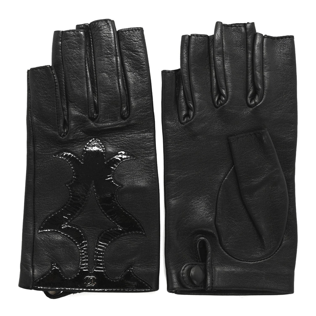 Lambskin Paris Dallas Fingerless CC Gloves 6 Black