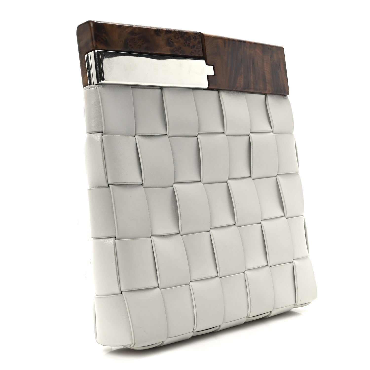 Nappa Intrecciato The Snap Clutch White