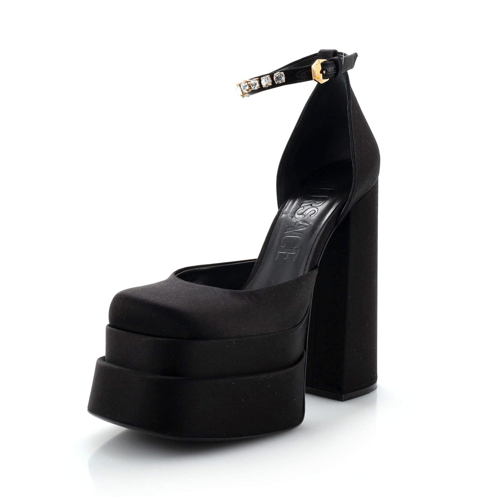 Women's Medusa Aevitas Platform Pumps Satin with Crystals