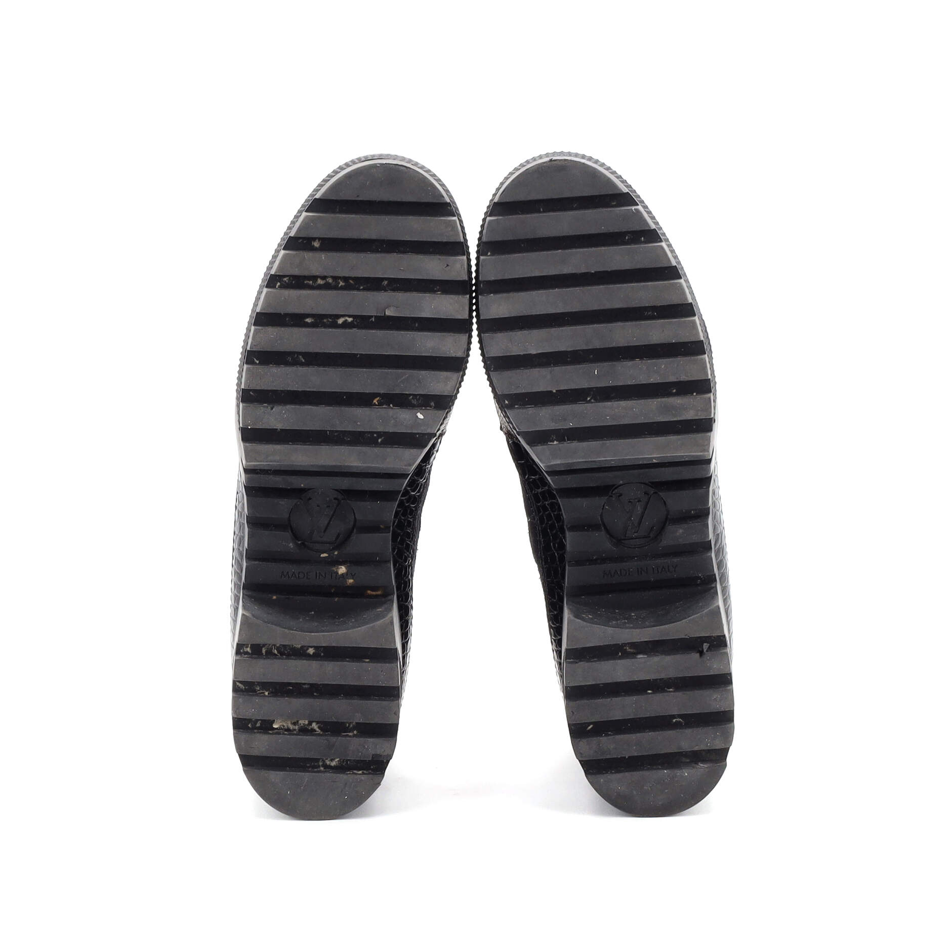 Women's Laureate Platform Desert Boots Suede with Monogram Canvas and Crocodile Embossed Patent