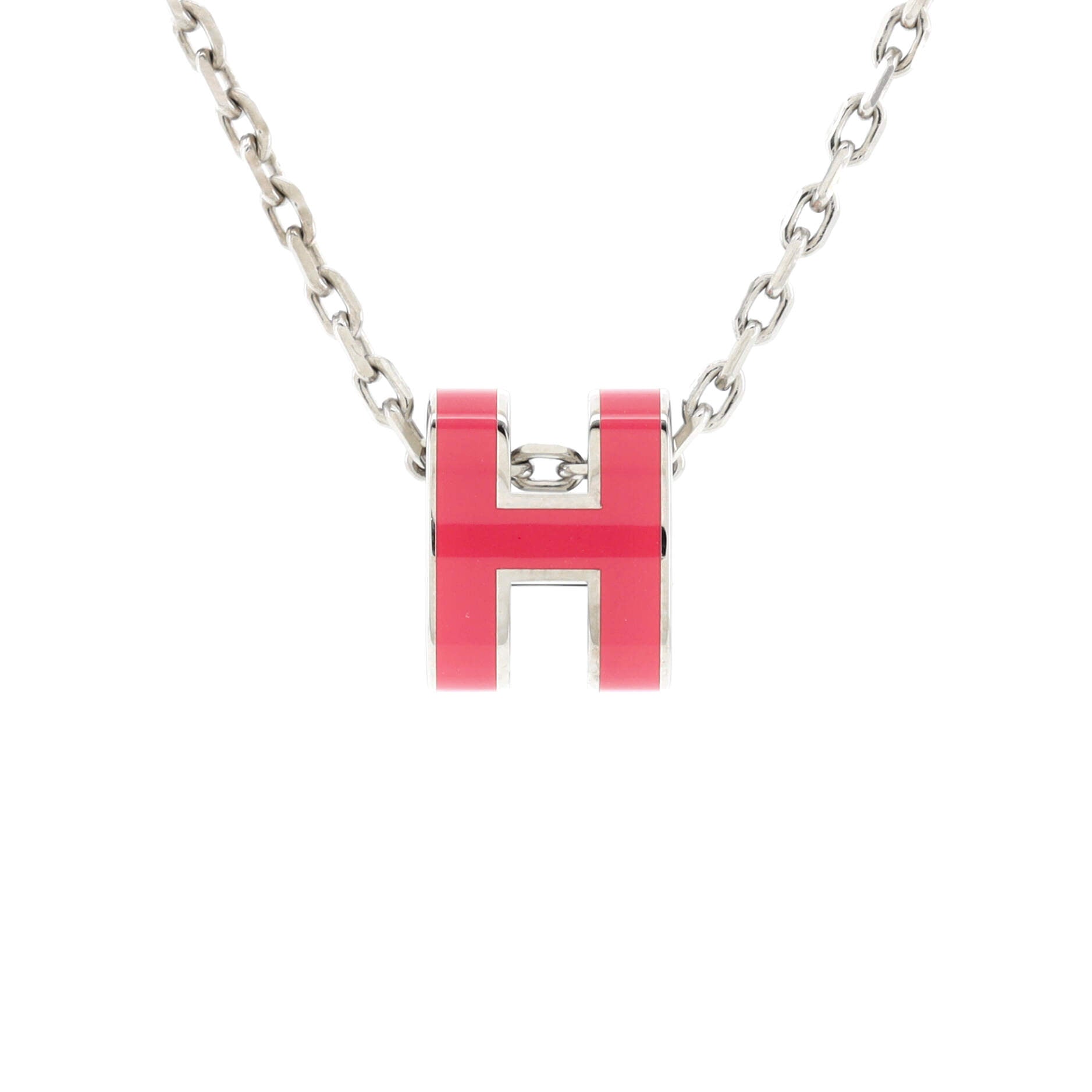 Pop H Pendant Chain Necklace Metal and Enamel Mini