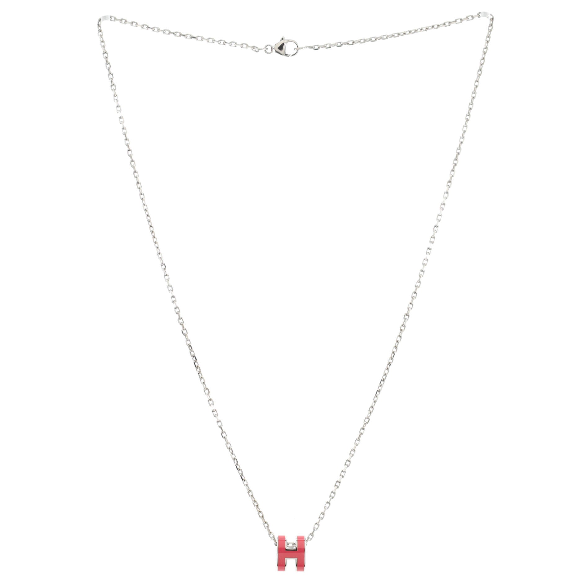 Pop H Pendant Chain Necklace Metal and Enamel Mini