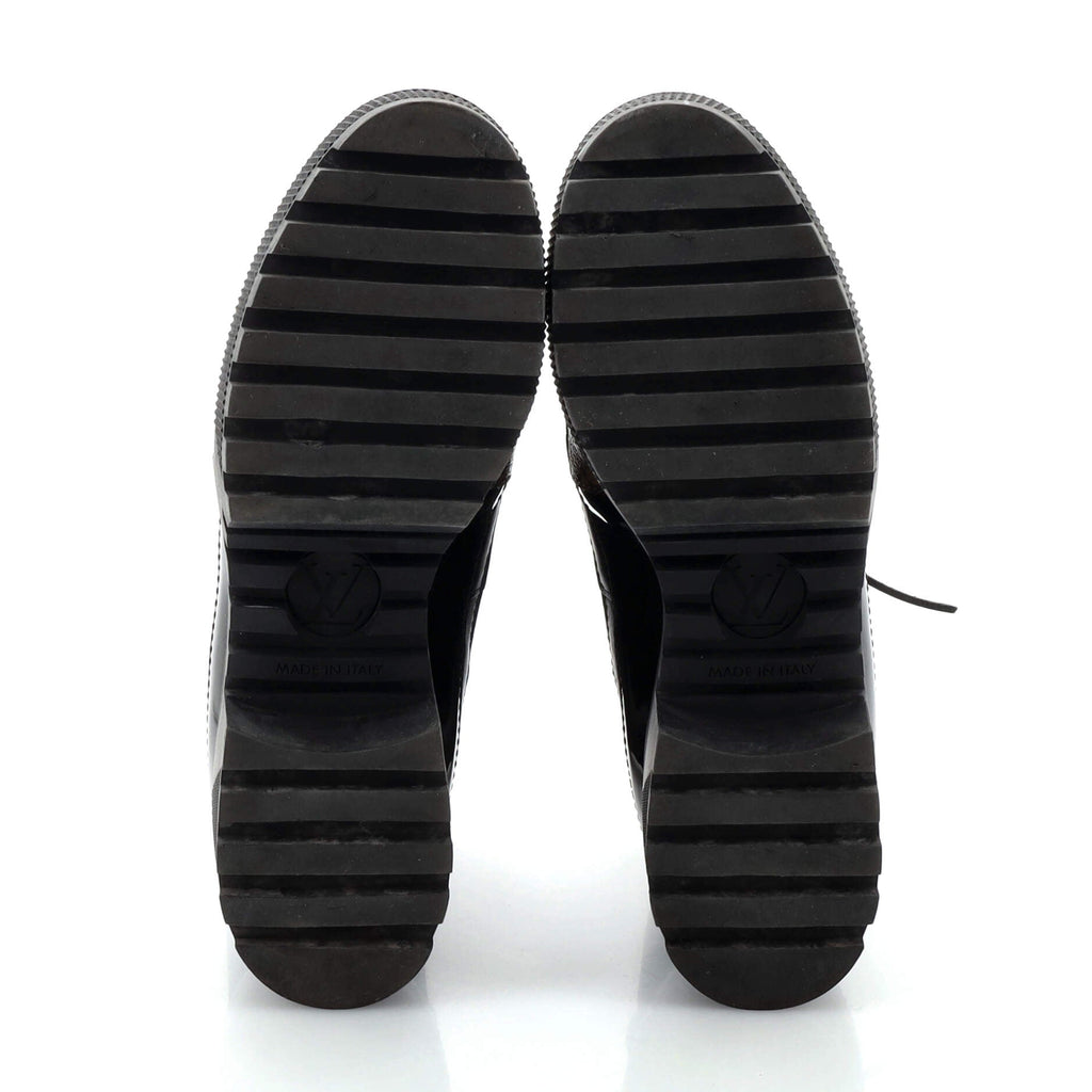 Women's Zip Up Laureate Platform Desert Boots Leather with Monogram Canvas and Suede