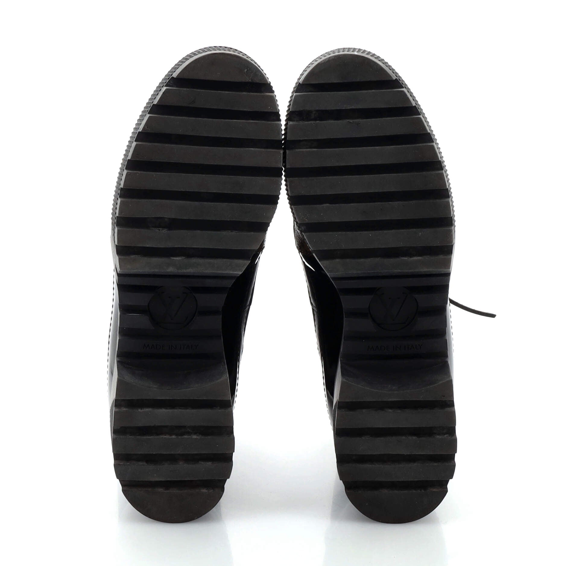 Women's Zip Up Laureate Platform Desert Boots Leather with Monogram Canvas and Suede