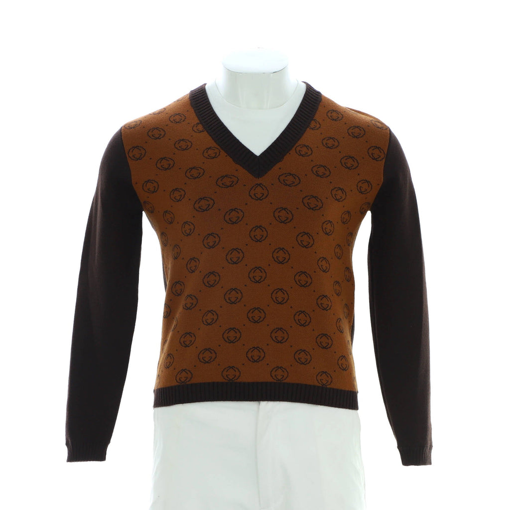 x Dapper Dan Men's GG V-Neck Intarsia Sweater Wool