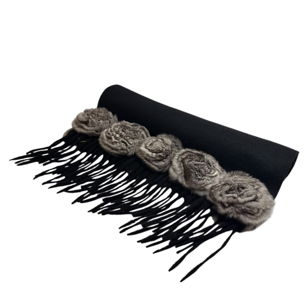 Fendi 100% Cashmere Fur Corsage Scarf