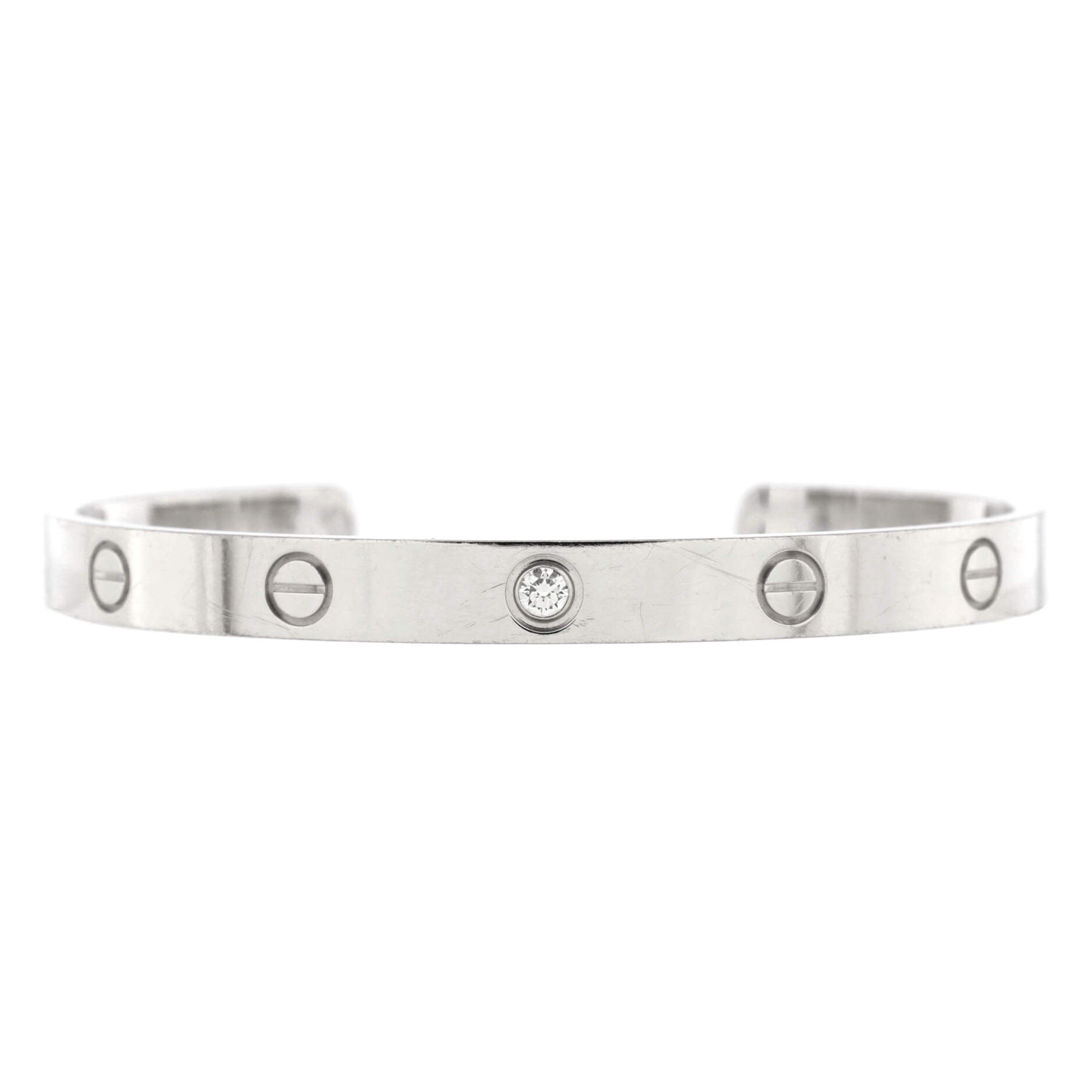 Love 1 Diamond Cuff Bracelet 18K White Gold with Diamond