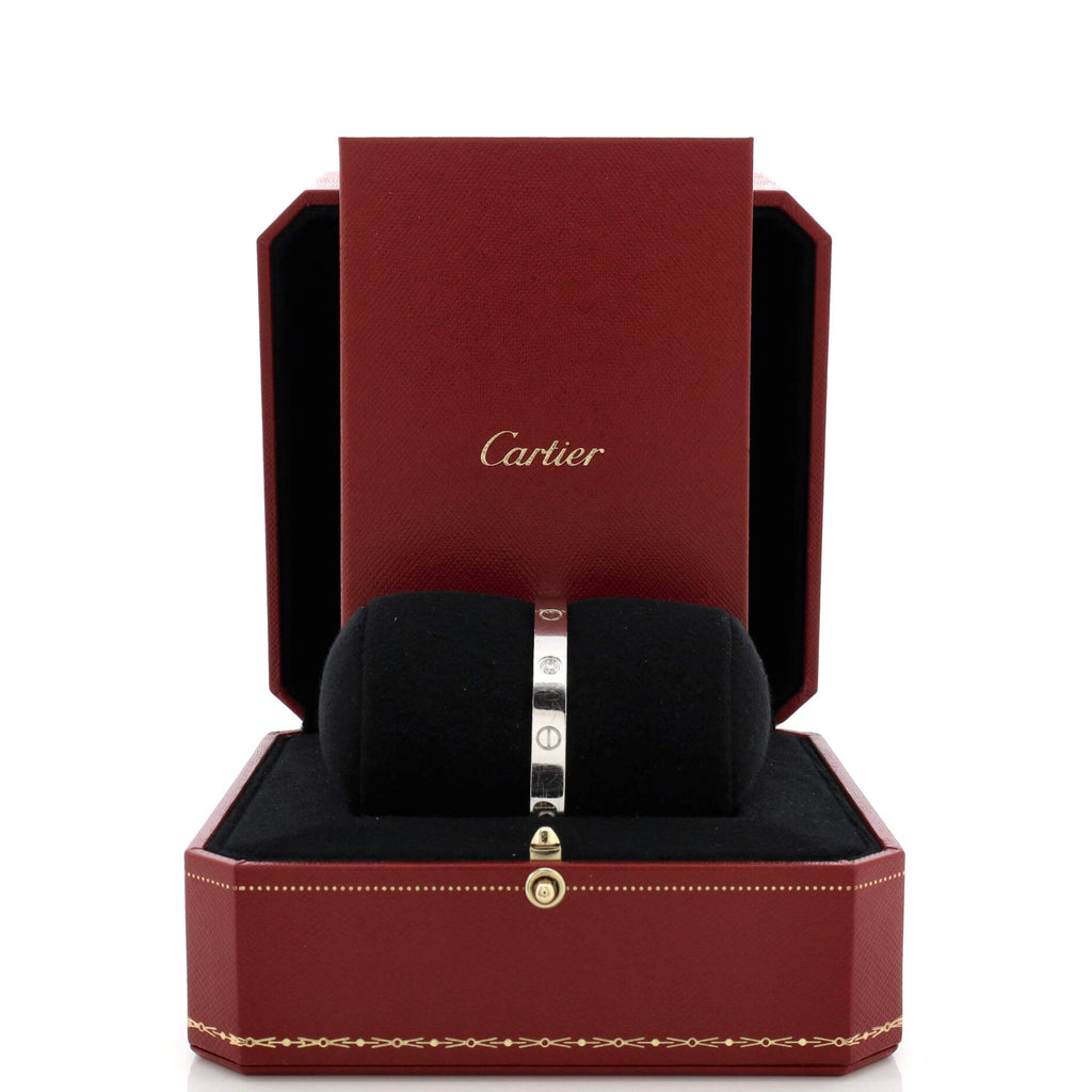 Love 1 Diamond Cuff Bracelet 18K White Gold with Diamond