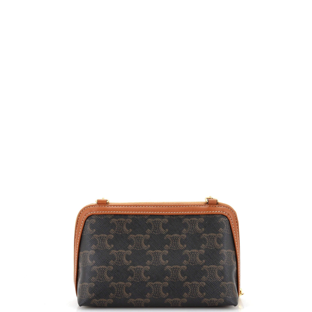 Zip Around Chain Clutch Triomphe Coated Canvas