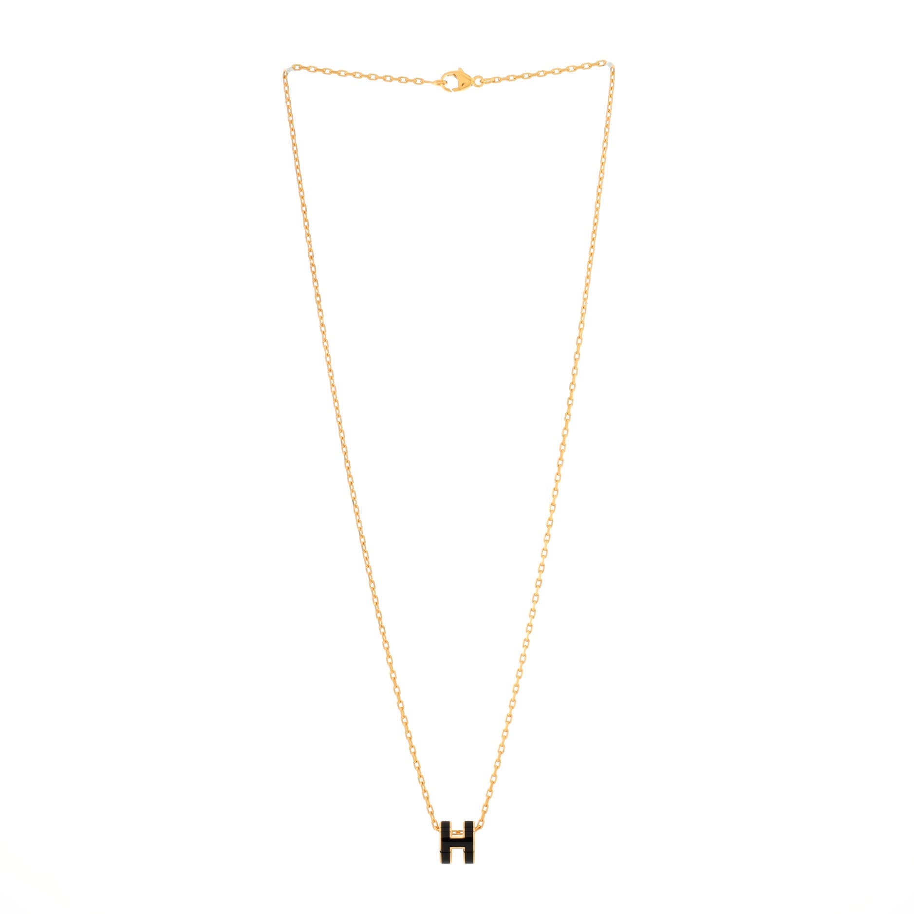 Pop H Pendant Chain Necklace Metal and Enamel Mini