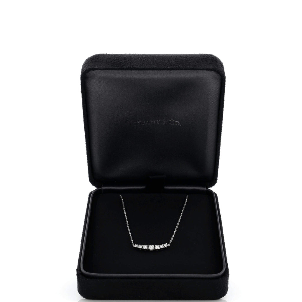 East-West Pendant Necklace Platinum with Diamonds 0.37CT