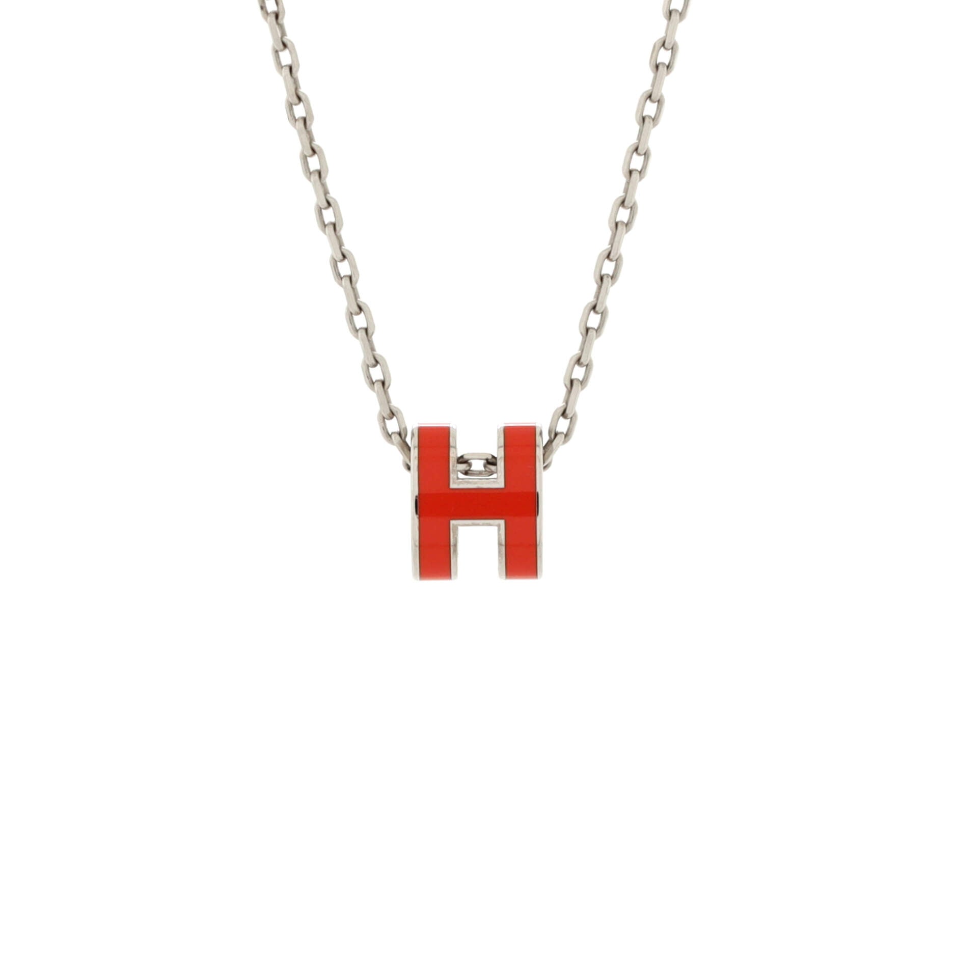 Pop H Pendant Chain Necklace Metal and Enamel Mini