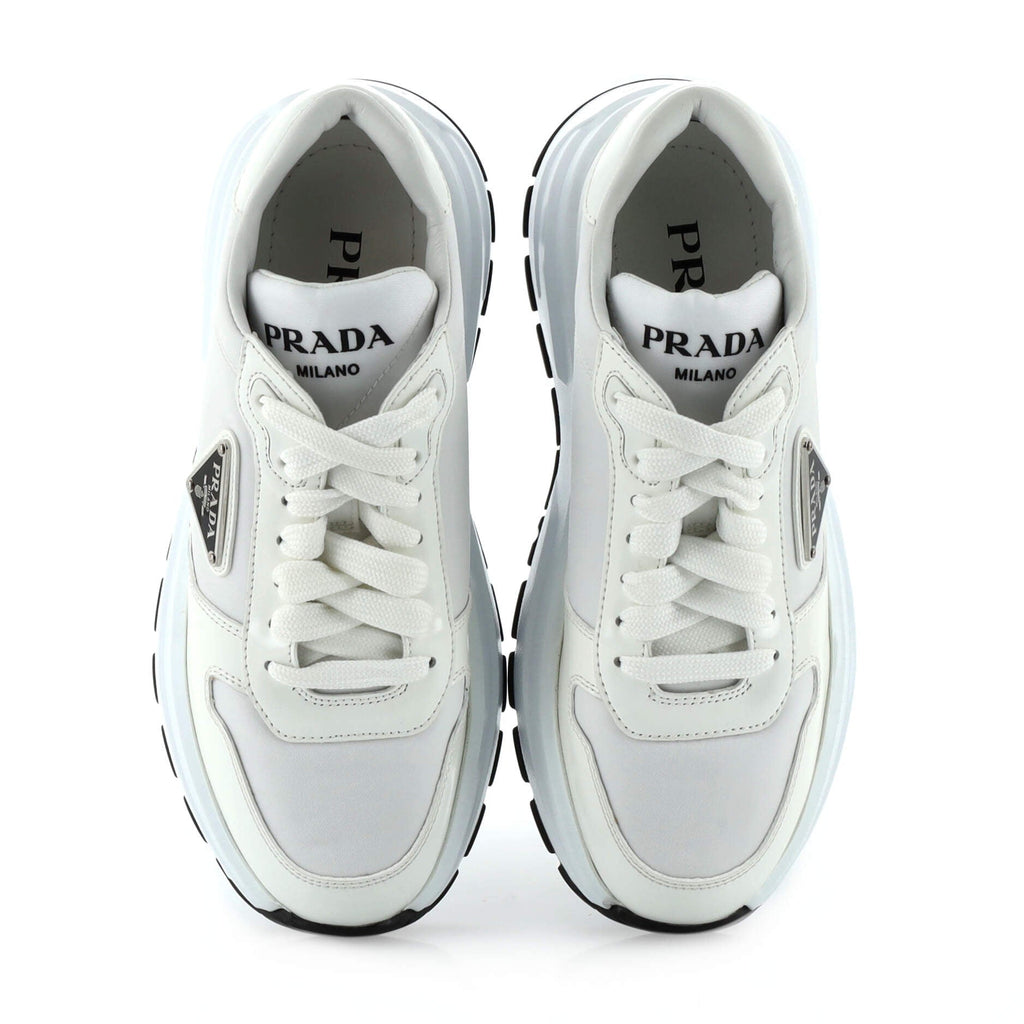 Women's Triangle Logo Sneakers Fabric and Leather
