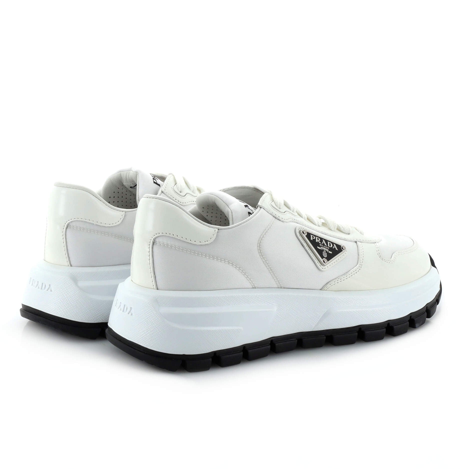 Women's Triangle Logo Sneakers Fabric and Leather